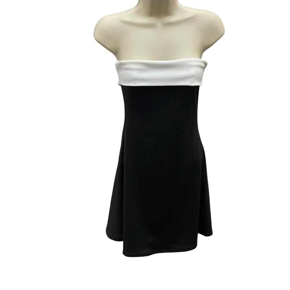 Black White Colorblock Strapless Tube Mini Dress Stretch‎ Small Wrinkle Free